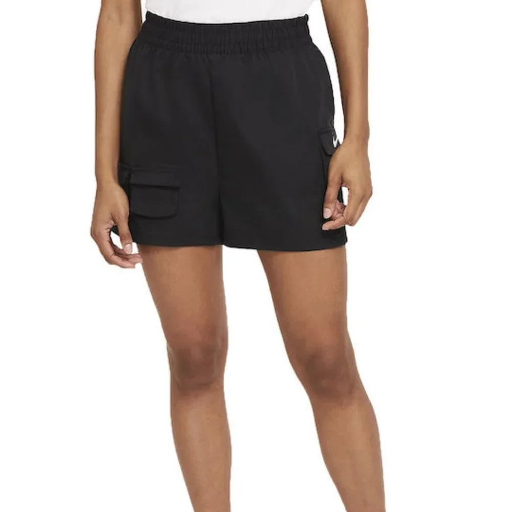 Women's Nike Sportswear Swoosh High Rise Cargo Shorts, Black - Medium - Picture 2 of 12
